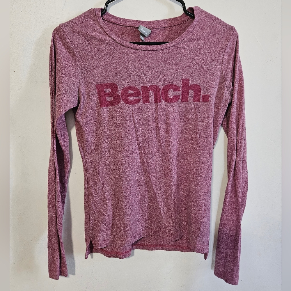 Bench purple long sleeve with logo front brand new work out run casual shirt sml